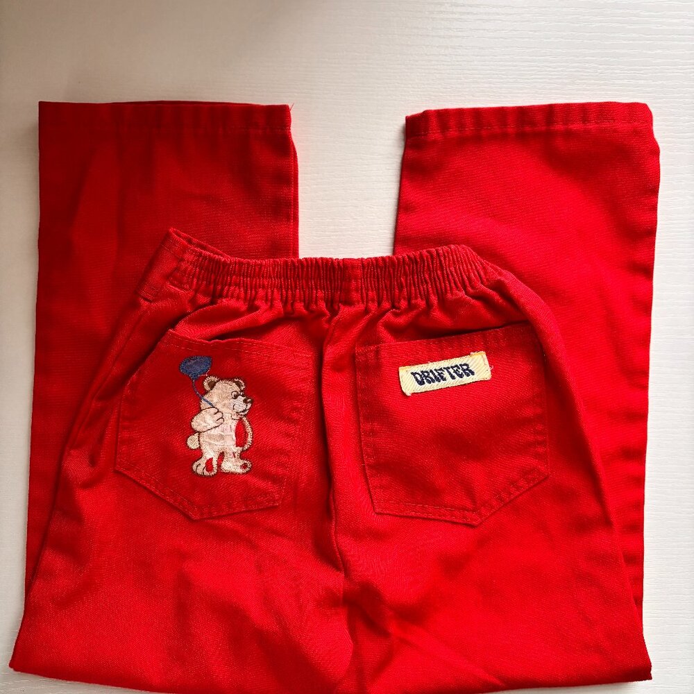 Vintage Drifter Bear with Balloon Red Pants - Own a Piece of Retro History!